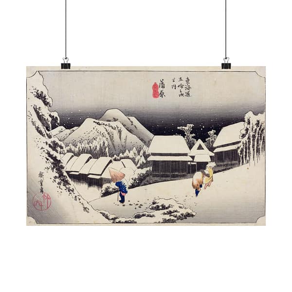42316602032353894_2048.jpeg Evening Snow at Kanbara – Utagawa Hiroshige (1833) – Japanese Woodblock Poster Print