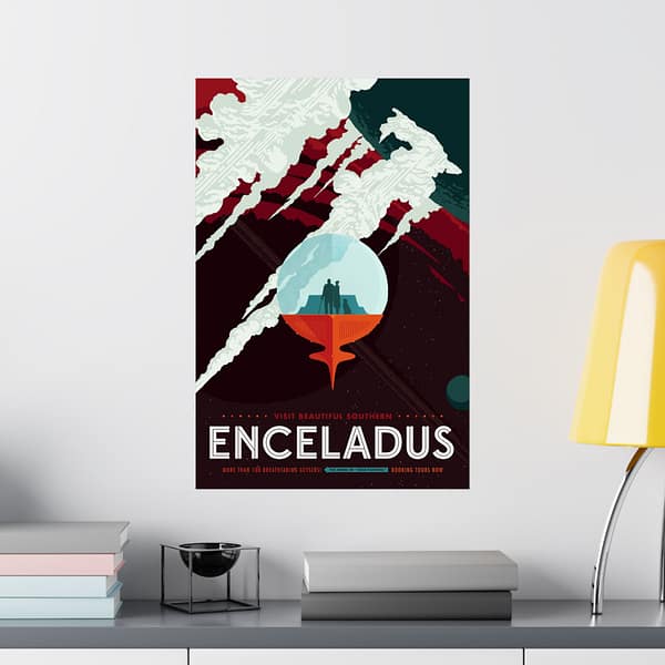 4479282110429768273_2048.jpeg Visit Beautiful Southern Enceladus - NASA Travel Ad (2016) - Space Age Poster Print