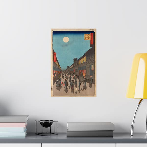 4512584091731978280_2048.jpeg Night View of Saruwaka-machi (Saruwaka-machi Yoru no Kei) - Utagawa Hiroshige (1856) - Japanese Woodblock Poster Print