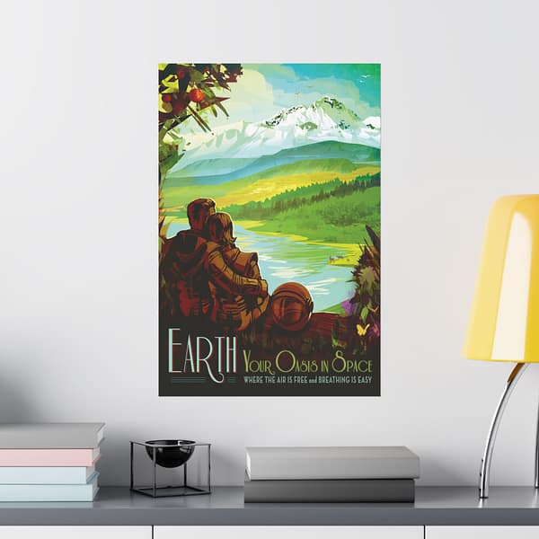 466336250950917159_2048.jpeg Earth, Your Oasis in Space - NASA Travel Ad - Space Age Poster Print