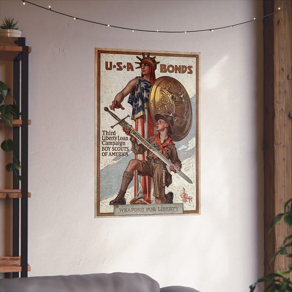 5210380579375643760_2048.jpeg Weapons for Liberty - U.S.A. bonds - J.C. Leyendecker (c. 1918) - Patriotic WWI Poster Print