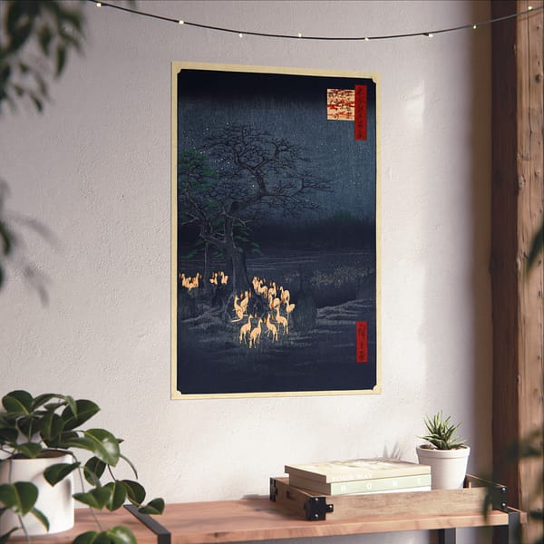 5236186013366586055_2048.jpeg Fox Fires on New Year's Eve at the Garment Nettle Tree at Oji - Utagawa Hiroshige (1857) - Japanese Woodblock Poster Print