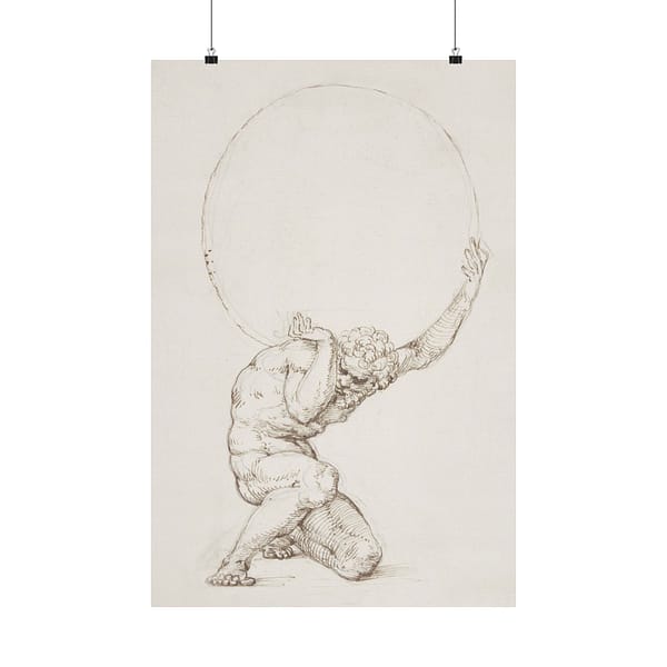 5294166119837994466_2048.jpeg Crouching Figure of Atlas - Baldassare Tommaso Peruzzi (c. 1481–1536) - Vintage Art Poster Print
