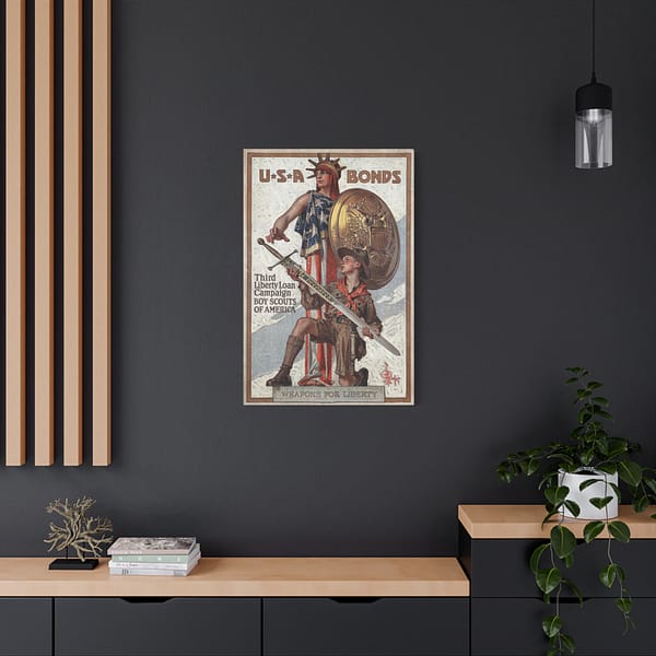 5616057766285224803_2048.jpeg Weapons for Liberty - U.S.A. bonds - J.C. Leyendecker (c. 1918) - Patriotic WWI Canvas Print