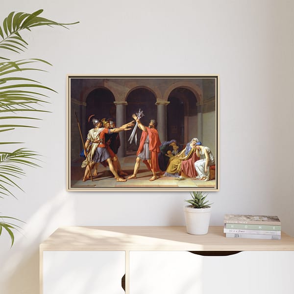 5665410700314384693_2048.jpeg Oath of the Horatii – Jacques-Louis David (1784) – Classical Framed Canvas Print