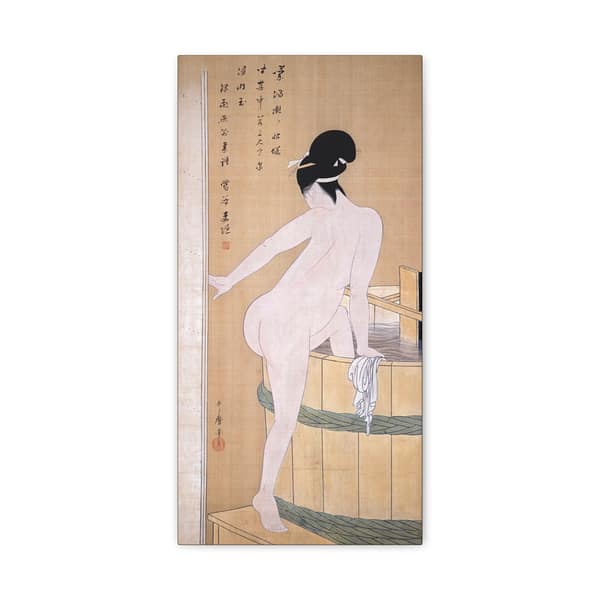 5811854781188082343_2048.jpeg Bathing in Cold Water - Kitagawa Utamaro (c. 1799) - Japanese Woodblock Canvas Print