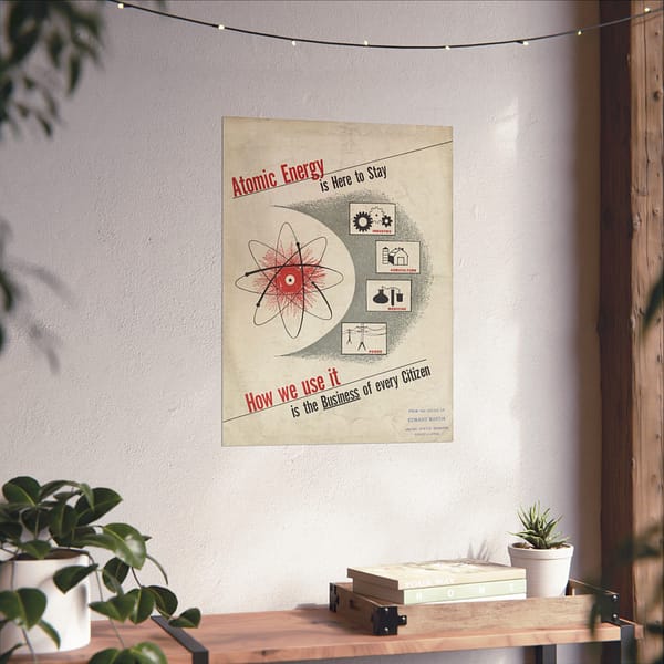 5856975260965632007_2048.jpeg Atomic Energy Is Here to Stay – U.S. Government (c. 1950s) – Atomic Age Poster Print
