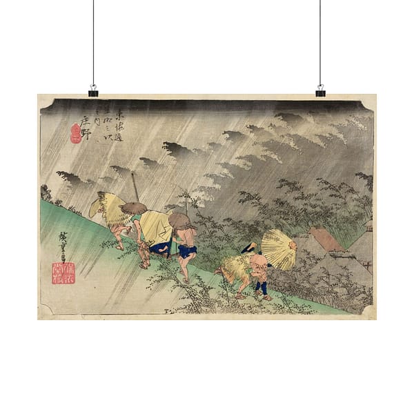 5922316360832858610_2048.jpeg Driving Rain at Shono (Shono Hakuu) - Utagawa Hiroshige (c. 1832-34) - Japanese Woodblock Poster Print