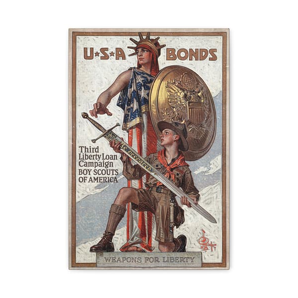 6571056335458720172_2048.jpeg Weapons for Liberty - U.S.A. bonds - J.C. Leyendecker (c. 1918) - Patriotic WWI Canvas Print