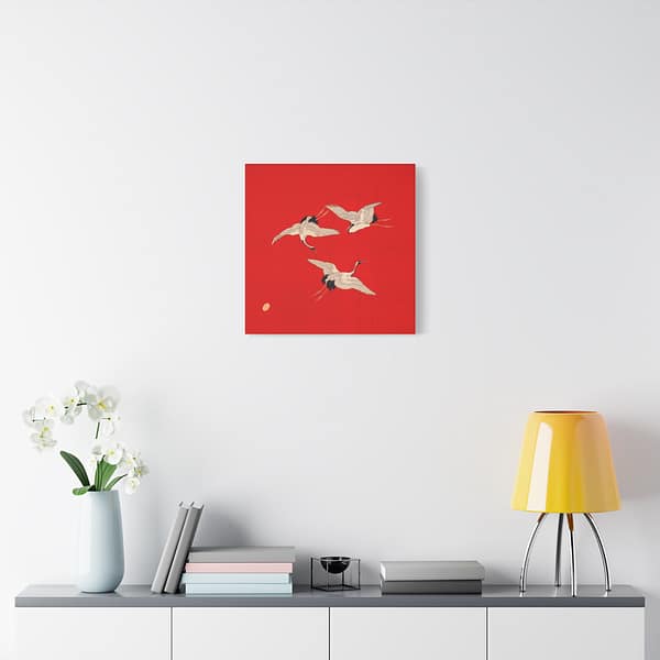 6898314612191285992_2048.jpeg Three Cranes on Vermilion - Japanese Furoshiki Canvas Print