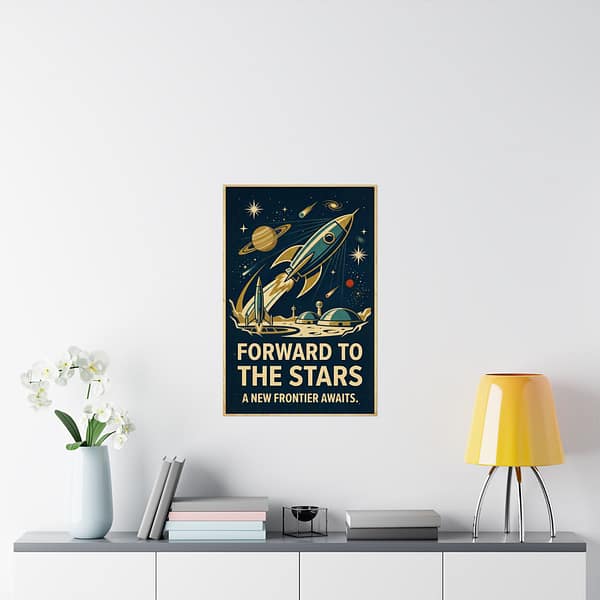 6915086816965523886_2048.jpeg Forward to the Stars, A New Frontier Awaits – LUNE Original – Space Age Poster Print