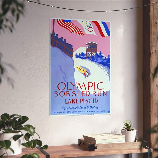 6931861649619043438_2048.jpeg Olympic Bobsled Run, Lake Placid – Works Progress Administration (c. 1937) – Vintage Travel Poster Print