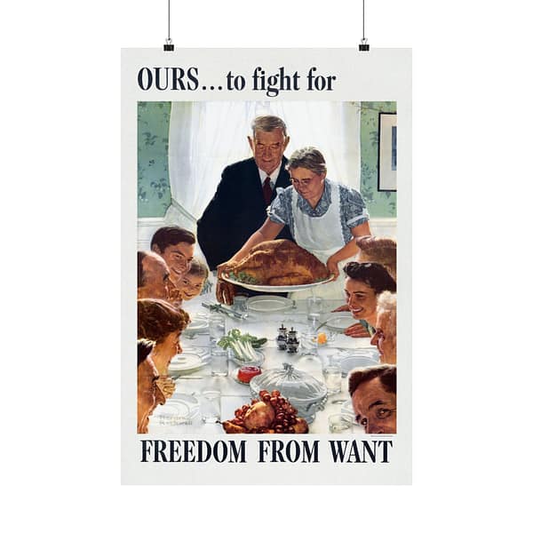 7023238984496536773_2048.jpeg OURS... to fight for - Freedom From Want - Norman Rockwell (1943) - Patriotic WWII Poster Print