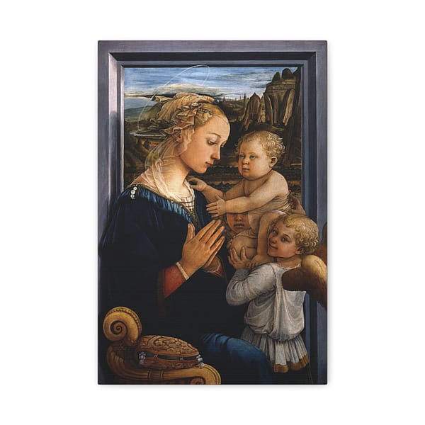 7058286569330620134_2048.jpeg Madonna and Child with Two Angels – Fra Filippo Lippi (c. 1465) – Renaissance Canvas Print
