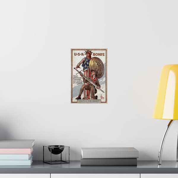 7303960189208046714_2048.jpeg Weapons for Liberty - U.S.A. bonds - J.C. Leyendecker (c. 1918) - Patriotic WWI Poster Print