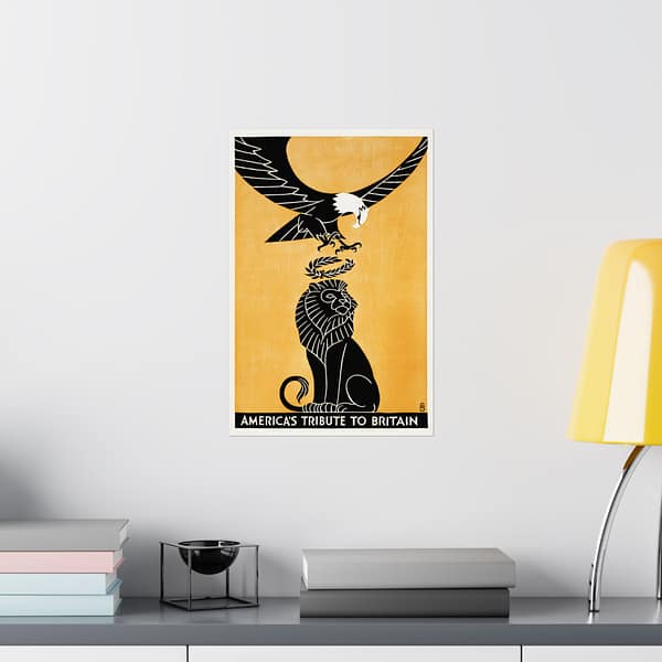7544560000087599310_2048.jpeg America's tribute to Britain - Fred G. Cooper (1918) - Patriotic WWII Poster Print