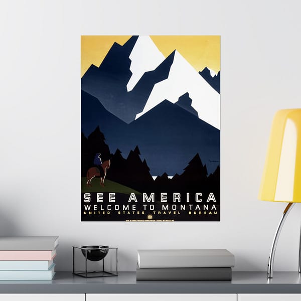 7900477021706688445_2048.jpeg See America: Welcome to Montana – Works Progress Administration (c. 1930s) – Vintage Travel Poster Print