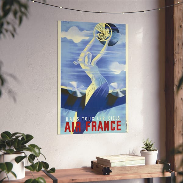 8355736976351425194_2048.jpeg Dans tous les ciels, Air France – Roger de Valerio (c. 1930s) – Vintage Travel Poster Print