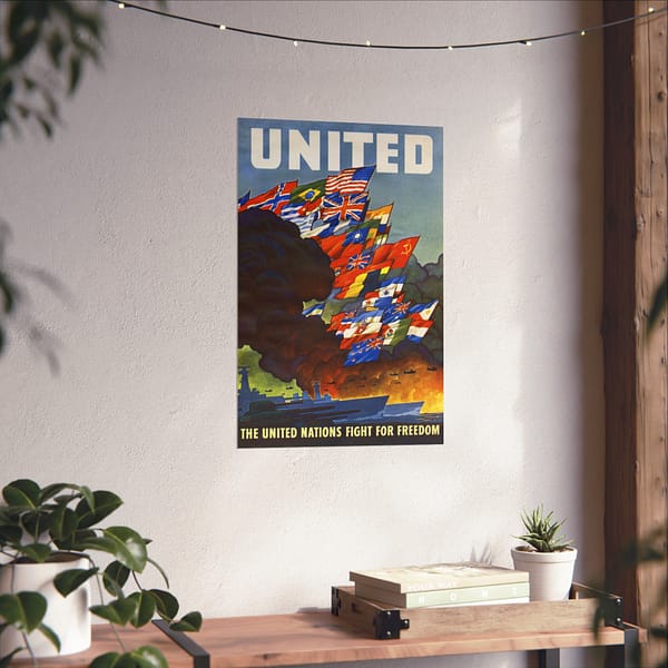 8507124780383908036_2048.jpeg UNITED - The United Nations fight for freedom - Leslie Ragan (1943) - Patriotic WWII Poster Print