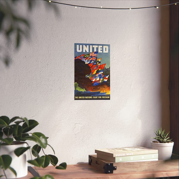 8696269197241840299_2048.jpeg UNITED - The United Nations fight for freedom - Leslie Ragan (1943) - Patriotic WWII Poster Print