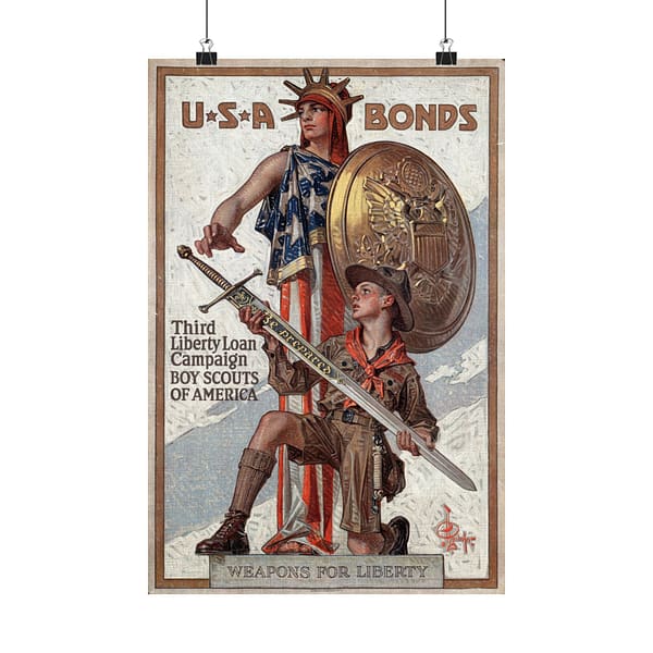 8742640974791273148_2048.jpeg Weapons for Liberty - U.S.A. bonds - J.C. Leyendecker (c. 1918) - Patriotic WWI Poster Print