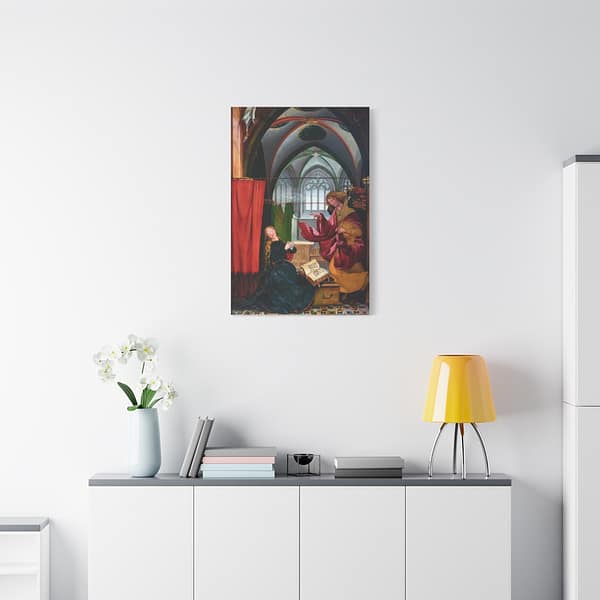 8776051218311533240_2048.jpeg Isenheim Altarpiece (Annunciation panel) – Matthias Grünewald (c. 1512-1516) – Renaissance Canvas Print
