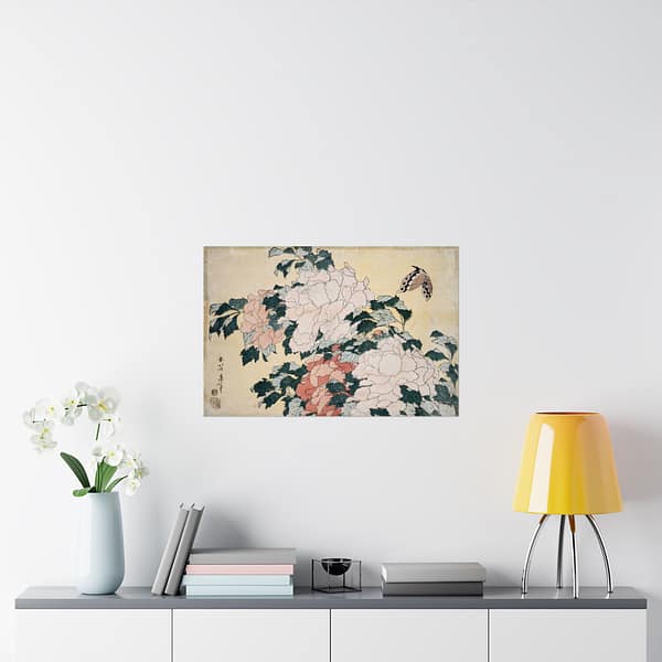 8806780279379061178_2048.jpeg Peonies and Butterfly – Katsushika Hokusai (c. 1833-34) – Japanese Woodblock Poster Print