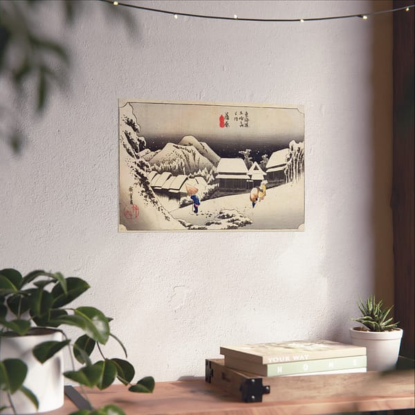 8976934660892062396_2048.jpeg Evening Snow at Kanbara – Utagawa Hiroshige (1833) – Japanese Woodblock Poster Print