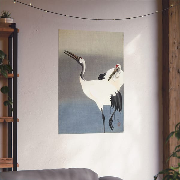 9105674014485511717_2048-1.jpeg Two Cranes – Ohara Koson (c. 1910) – Japanese Woodblock Poster Print