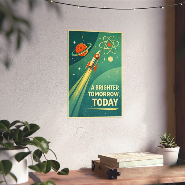 9122931447254879383_2048.jpeg A Brighter Tomorrow, Today – LUNE Original – Atomic Age Poster Print