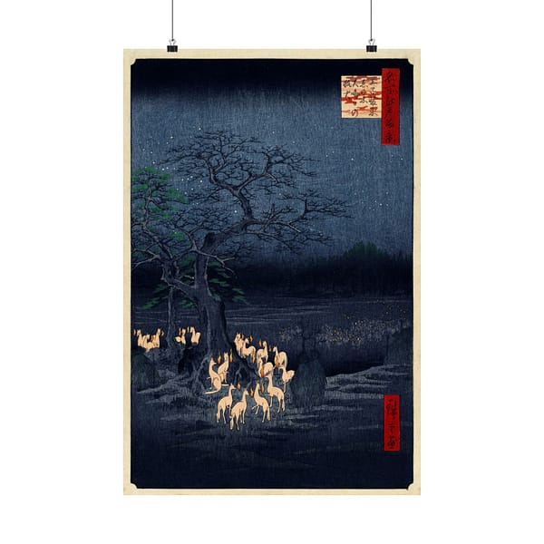 9130955914099901544_2048.jpeg Fox Fires on New Year's Eve at the Garment Nettle Tree at Oji - Utagawa Hiroshige (1857) - Japanese Woodblock Poster Print