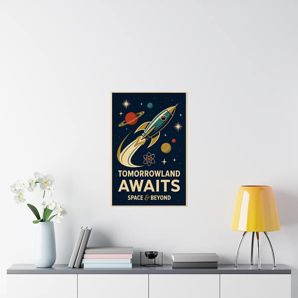 9288969459941230693_2048.jpeg Tomorrowland Awaits, Space & Beyond – LUNE Original – Space Age Poster Print