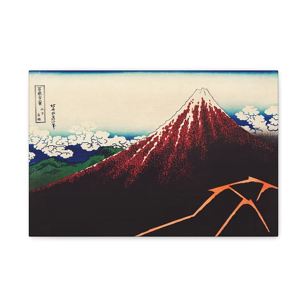 9303844587821680588_2048.jpeg Thunderstorm Beneath the Summit (Sanka Hakuu, Black Fuji) - Katsushika Hokusai (c. 1830-32) - Japanese Woodblock Canvas Print