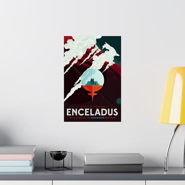 9304241440753407504_2048.jpeg Visit Beautiful Southern Enceladus - NASA Travel Ad (2016) - Space Age Poster Print