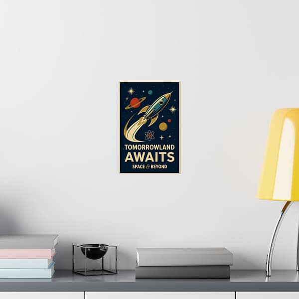 9335012006814303470_2048.jpeg Tomorrowland Awaits, Space & Beyond – LUNE Original – Space Age Poster Print