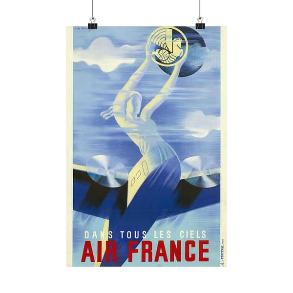 9492885836335732806_2048.jpeg Dans tous les ciels, Air France – Roger de Valerio (c. 1930s) – Vintage Travel Poster Print