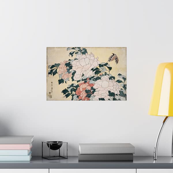 9495909929699578881_2048.jpeg Peonies and Butterfly – Katsushika Hokusai (c. 1833-34) – Japanese Woodblock Poster Print