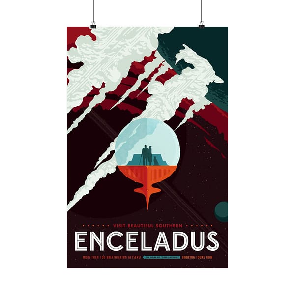 9545140942694641394_2048.jpeg Visit Beautiful Southern Enceladus - NASA Travel Ad (2016) - Space Age Poster Print