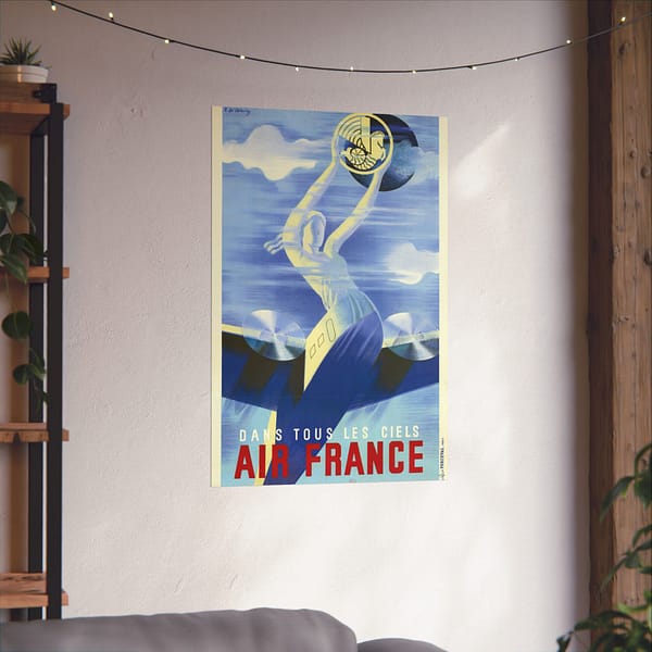 9548643975424974638_2048.jpeg Dans tous les ciels, Air France – Roger de Valerio (c. 1930s) – Vintage Travel Poster Print