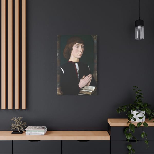 9634956160785615510_2048.jpeg Portrait of a Young Man at Prayer – Hans Memling (c. 1485-1490) – Renaissance Canvas Print