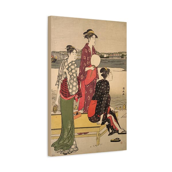 9708223920342841753_2048.jpeg Evening on the Banks of the Sumida River - Torii Kiyonaga (c. 1784-85) - Japanese Woodblock Canvas Print