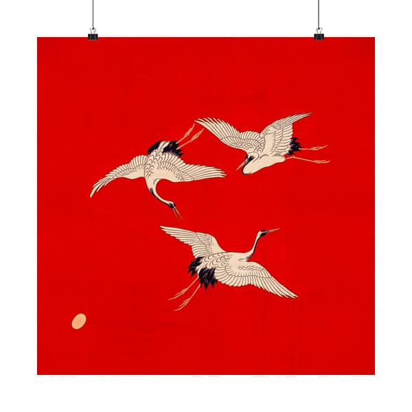 9789646801532192894_2048.jpeg Three Cranes on Vermilion - Japanese Furoshiki Poster Print