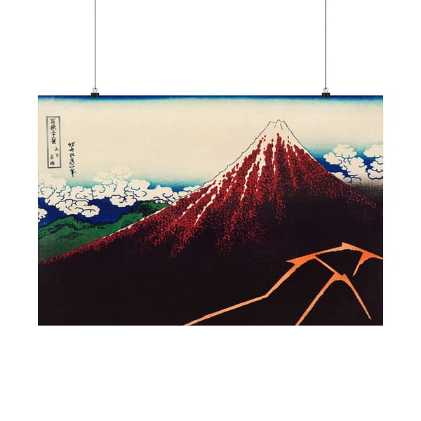 9859625190898696640_2048.jpeg Thunderstorm Beneath the Summit (Sanka Hakuu, Black Fuji) - Katsushika Hokusai (c. 1830-32) - Japanese Woodblock Poster Print