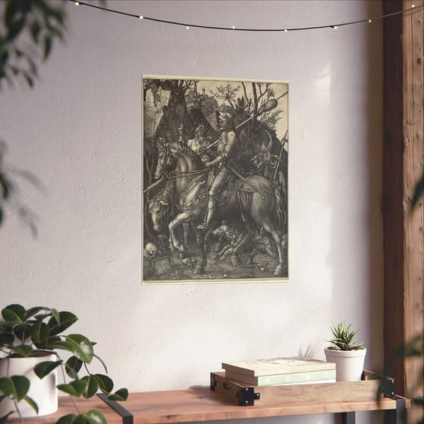 9891091122425451547_2048.jpeg Knight, Death, and the Devil – Albrecht Dürer (1513) – Renaissance Poster Print