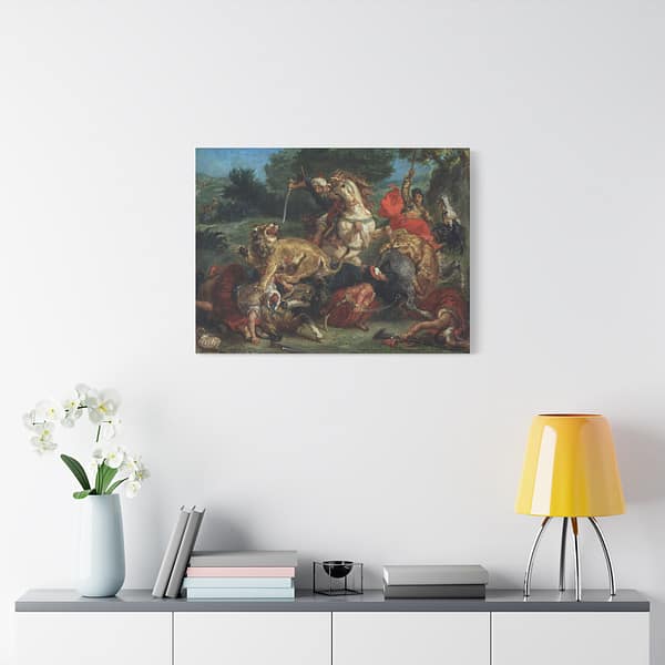 10126727602581623654_2048.jpeg The Lion Hunt - Eugène Delacroix (c. 1855) - Classical Canvas Print