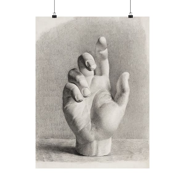 13246902318651797425_2048.jpeg A Hand, Drawn After Plaster - Dankvart Dreyer (1833) - Vintage Art Poster Print