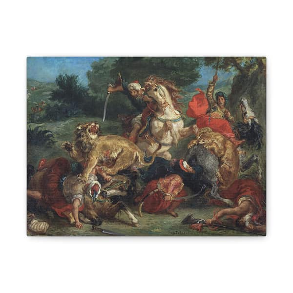 13925050313501106191_2048.jpeg The Lion Hunt - Eugène Delacroix (c. 1855) - Classical Canvas Print