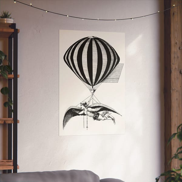 17636439899092961133_2048.jpeg Aerialist with Wings and Balloon (1870) - Vintage Art Poster Print