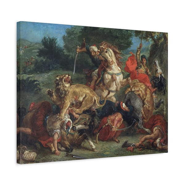 3850106961329171145_2048.jpeg The Lion Hunt - Eugène Delacroix (c. 1855) - Classical Canvas Print