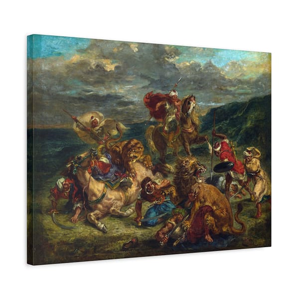5539462846793890603_2048.jpeg The Lion Hunt - Eugène Delacroix (c. 1860-61) - Classical Canvas Print